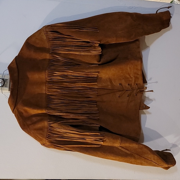 Vintage woman's Western  genuine brown suede size M jacket - Picture 7 of 11